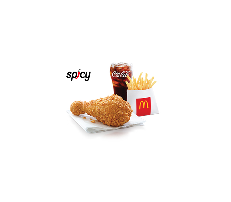 Spicy Crispy Chicken 1pc with fries and cold drink